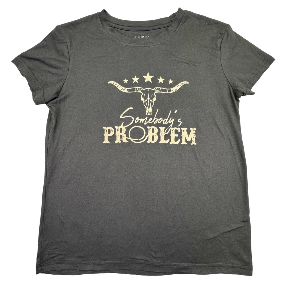 Women's Rodeo‎ Shirt Size Medium Western Short Sleeve T-Shirt Longhorn Stars